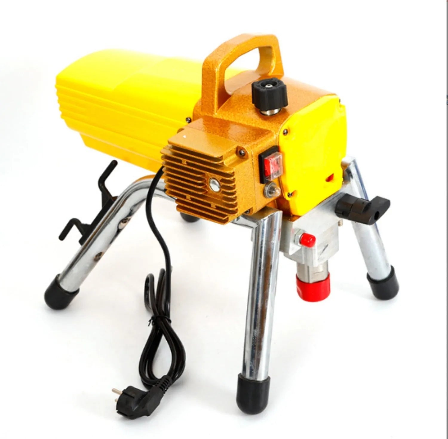 Electric airless spraying machine with spray gun, 50cm extension rod, and pressure gauge for painting tasks