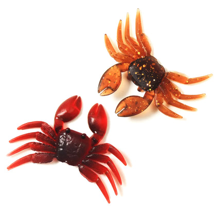 PVC software little crab bait lure measuring 8cm in red crab and brown crab colour options