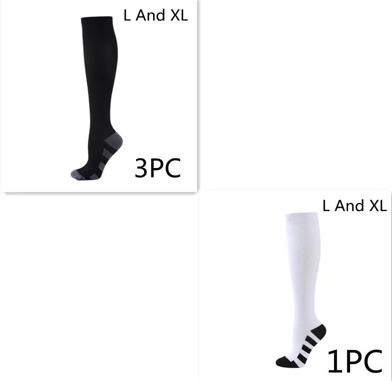 Athletic compression socks with three-bar design for men and women