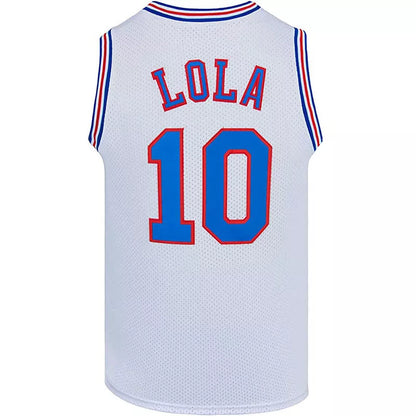 Space Movie Jersey Embroidery Retro Basketball Tank Top in white and black