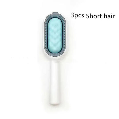 Green plastic pet hair removal comb with disposable wipes for cats and dogs
