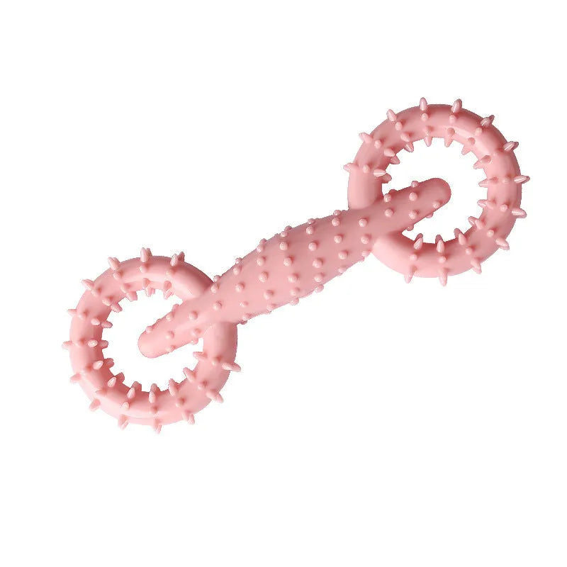 Blue TPR dog chew toy ring, 16cm diameter, for puppy teething and play.