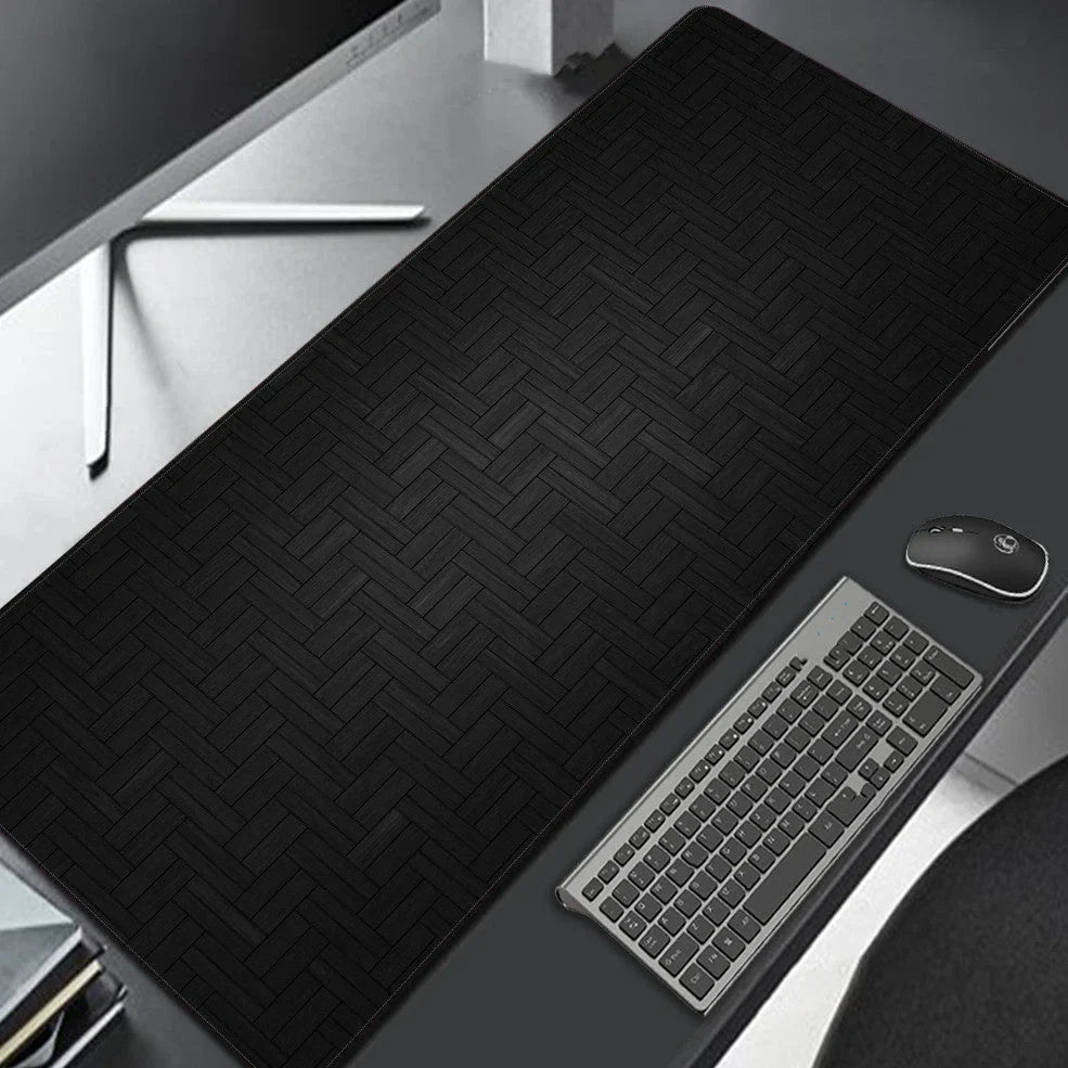Extended mechanical keyboard mouse pad with heat transfer surface showing dimensions from 300x600mm to 400x900mm