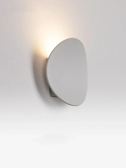 Round white wall lamp with aluminium body and plexiglass shade for bedroom or balcony lighting