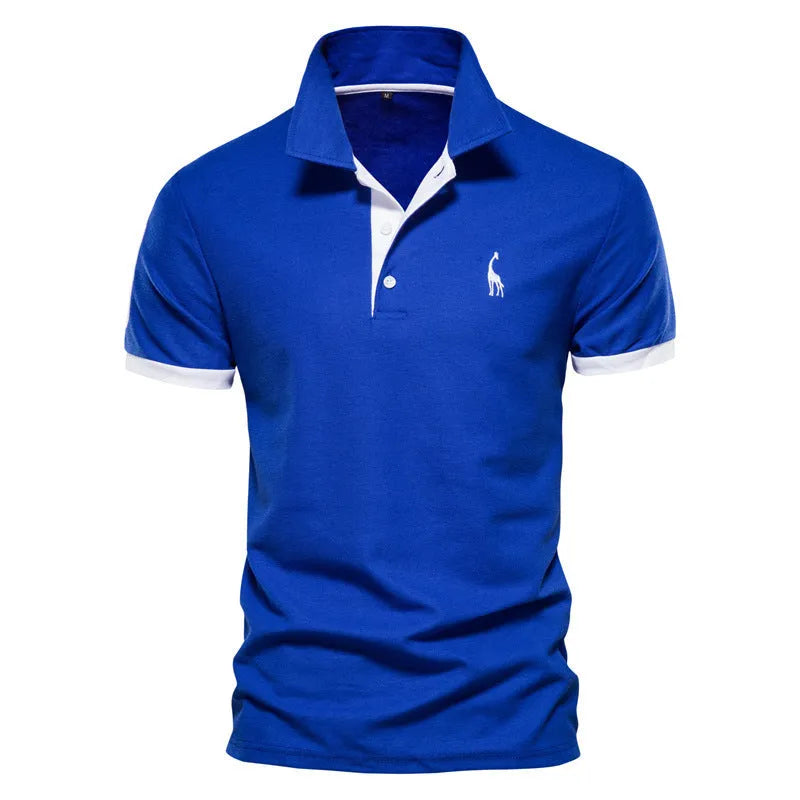 Men's slim-fit short sleeve T-shirt with embroidered deer design on front, available in multiple colours