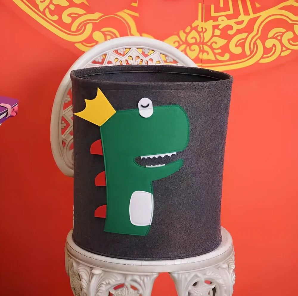 Cartoon animal felt storage basket in elephant design showing 35cm diameter and 37cm height dimensions