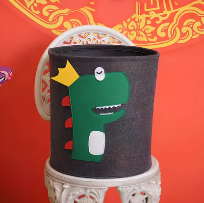 Cartoon animal felt storage basket in elephant design showing 35cm diameter and 37cm height dimensions