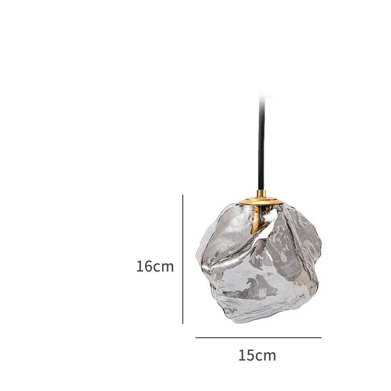 Glass ice cube chandelier in smoky grey, cognac or clear with black hanging wire, 11W-15W LED, 4000K