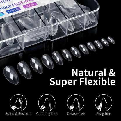 Box of 3D diamond-shaped long false nail tips in a chosen colour from the Diamond Nail range.