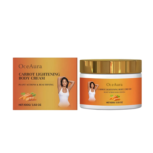 100g Carrot Lightening Body Cream tube with licorice root extract and vitamin C for skin tone evening