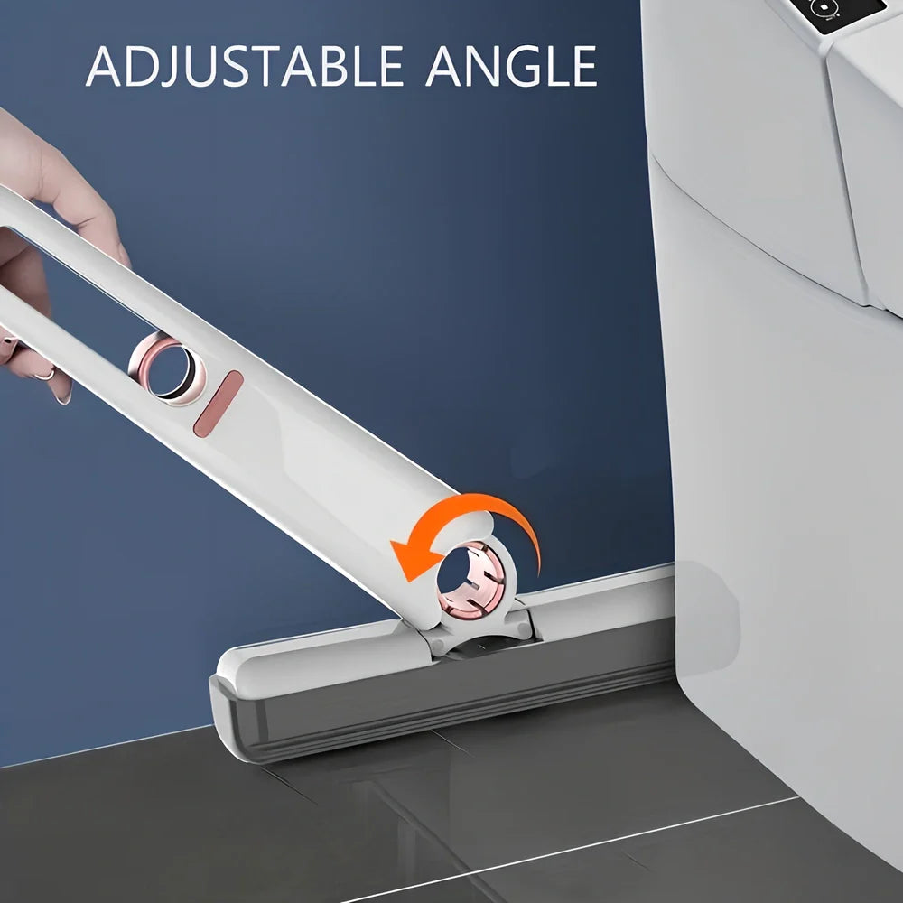 Portable self-squeeze mini mop showing 180-degree fold mechanism and compact design