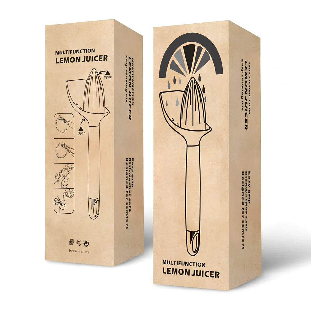 Manual citrus juicer with 21.5cm height, PP construction, and ABS handle in silver finish