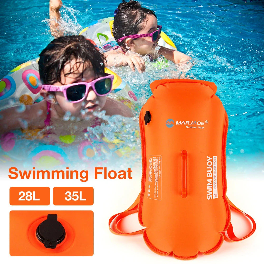 Dual Airbag Waterproof Backpack in fluorescent orange for swimming and outdoor activities