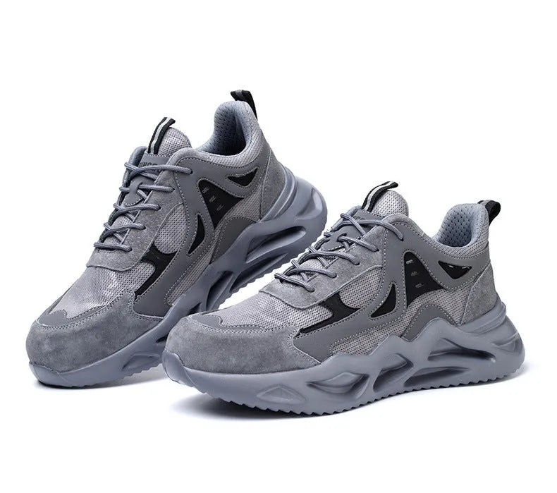 Men's anti smashing protective shoes with plastic toe cap, EVA sole, lace-up front, sizes 37-46