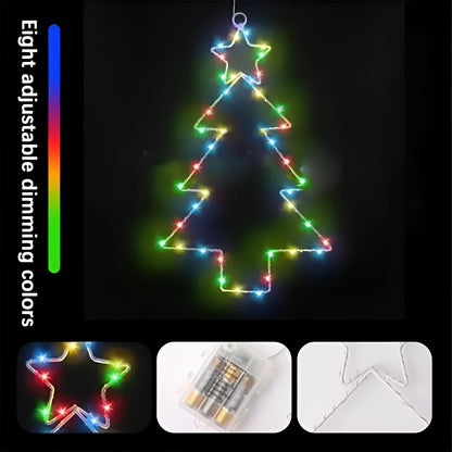Wrought iron Christmas tree shaped LED light, white birch colour, 40x25cm, battery operated, with remote control