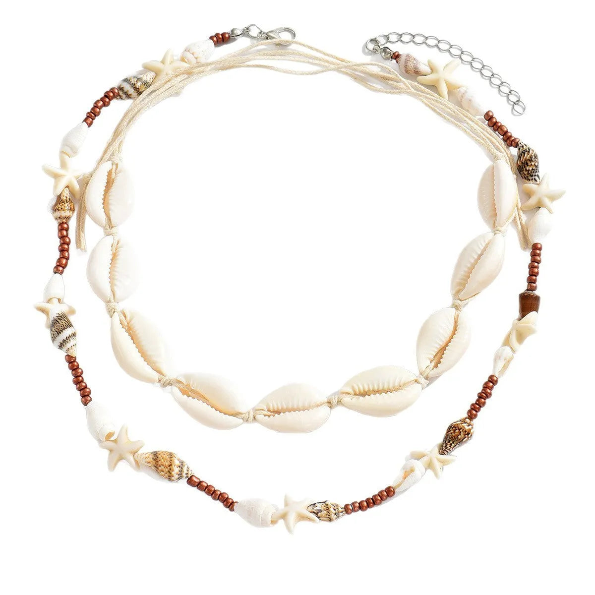 Bohemian shell necklace with geometric pendant for women in natural shell material