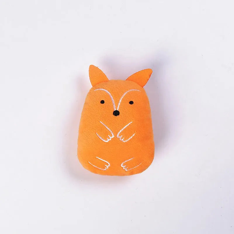 Interactive catnip plush toy with squeaker for chewing and play