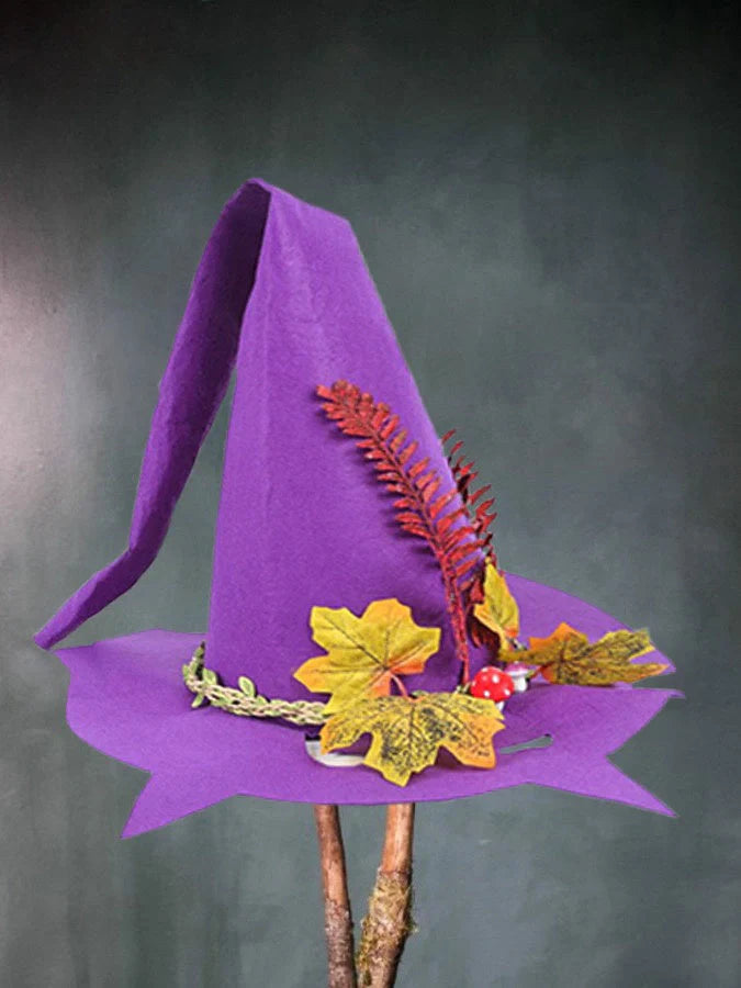 Handcrafted merino wool witch hat in various colors for Halloween and cosplay
