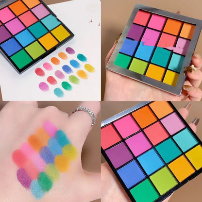 16-colour matte pearlescent eye shadow plate for dry skin in flower fairy, green field, amethyst, and large territory variants