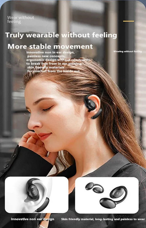 Bluetooth ear hook headset in black, white, orange, or air39, PC ABS, 10m range, Jerry chip.