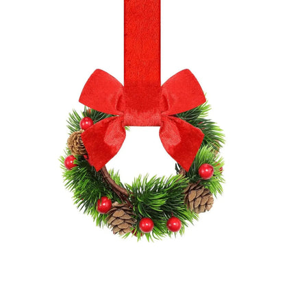 Handmade plastic Christmas garland with bowknot ribbon design, available in seven colour and motif options