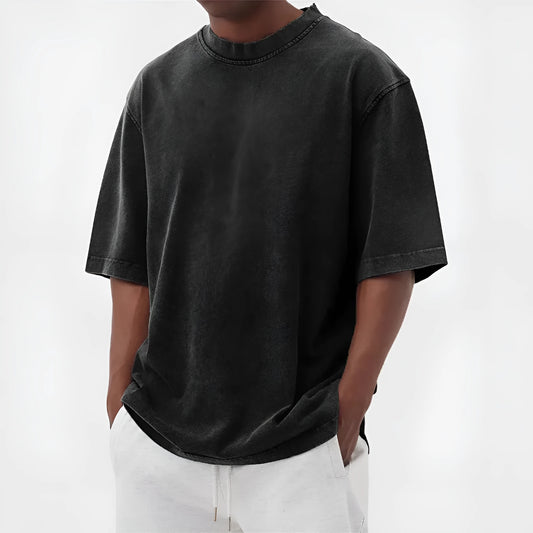 Men's stone washed polyester loose fit t-shirt in multiple colours with half sleeves