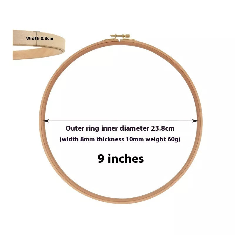 Adjustable Cross Wreath in bamboo for embroidery projects, sizes 4 to 12 inches