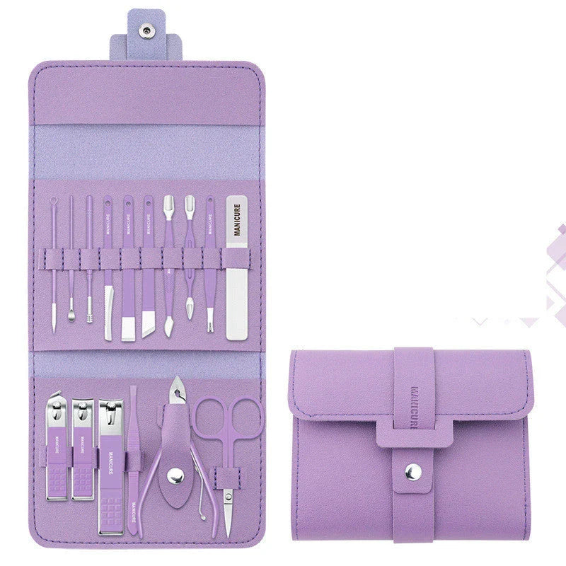 Premium 16-Piece Manicure Set with Sleek Leather Case