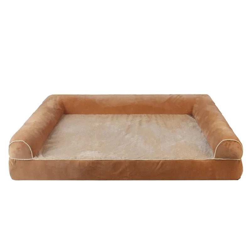 Square grey dog bed with 19cm thick breathable sponge and removable cloth cover for orthopaedic support