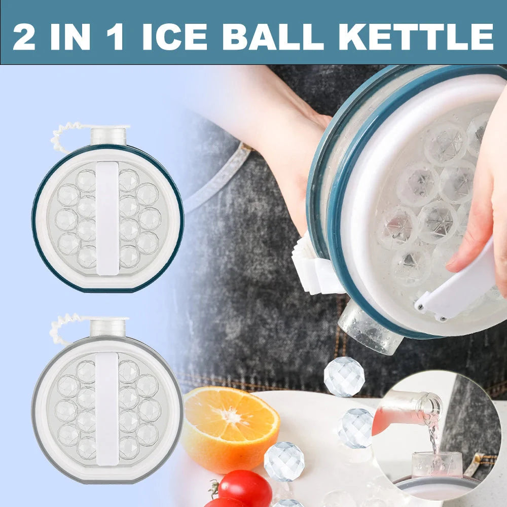 2-in-1 Portable Ice Bottle and Cold Kettle in light gray and blue colors