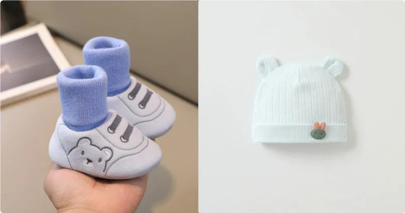 Baby cloth shoes in pink, blue, or khaki with non-slip sole, indoor toddler shoes, inner lengths 11cm to 13cm