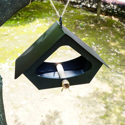 European-style iron bird nest feeder in garden setting, available in black or brown colours