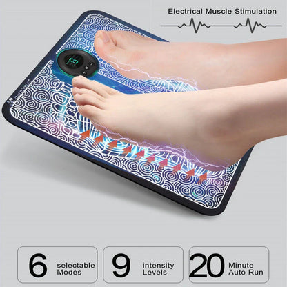 EMS Foot Massager Mat with adjustable modes and USB charging for foot relief