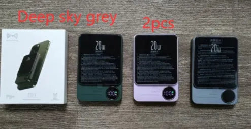MagSafe magnetic wireless power bank in Cangling Green for iPhone 14, showing aluminium alloy case.