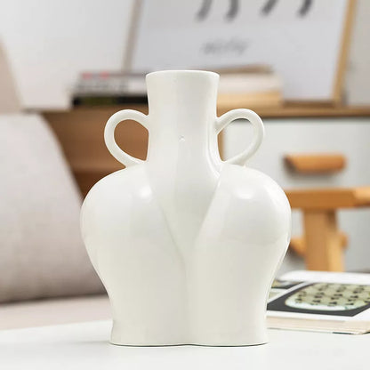 Handmade ceramic body art vase for hydroponic plants in various colors