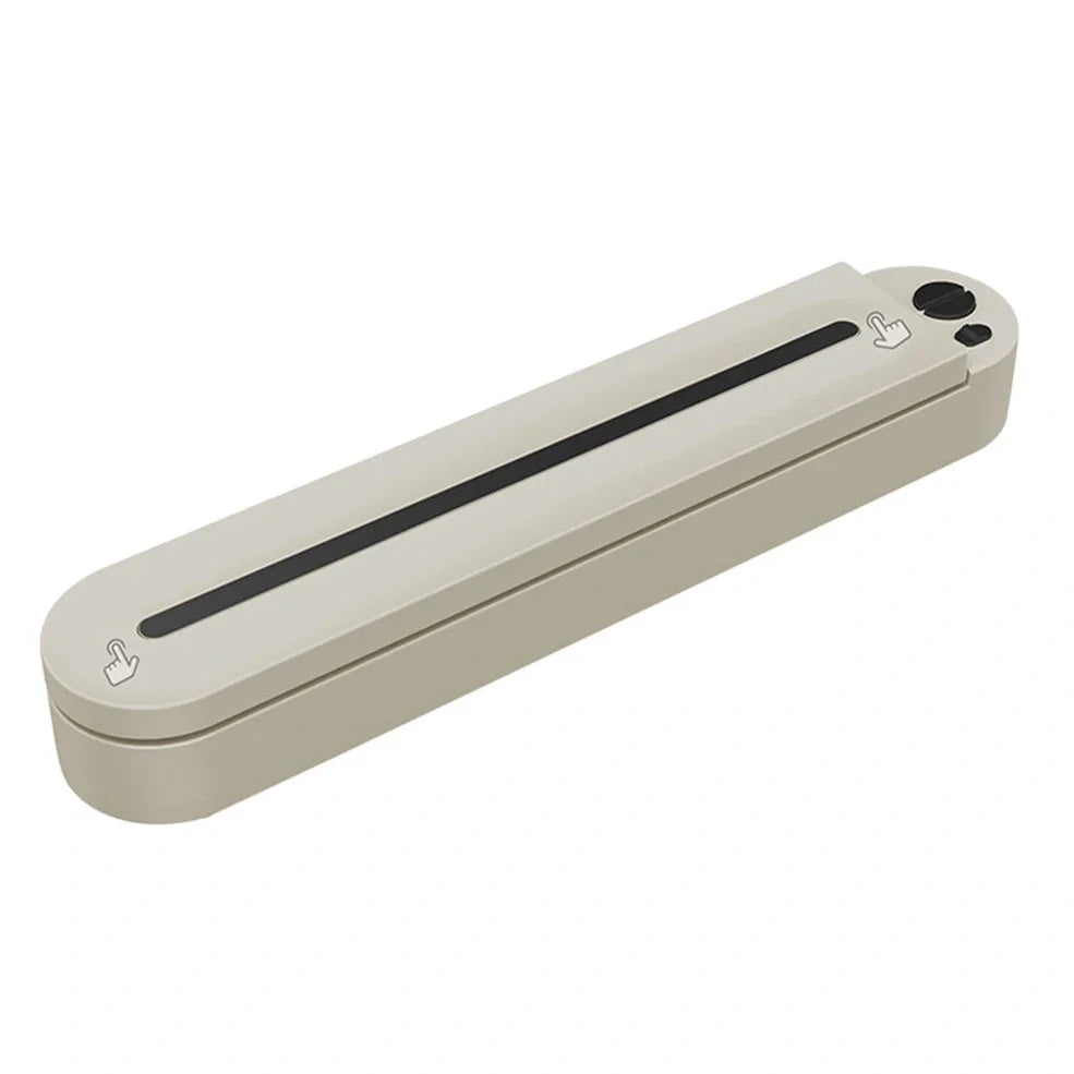 Black household vacuum sealing machine with 90W power, vacuum bags, and external tubes for food preservation