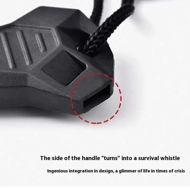 Camping flint survival tool multifunctional stainless steel scraper fire starter emergency whistle bottle opener outdoor survival equipment with magnesium alloy rod in black, 13cm length