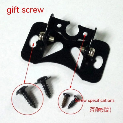 Black universal in car camera holder with adjustable angle bracket for mounting cameras in vehicles