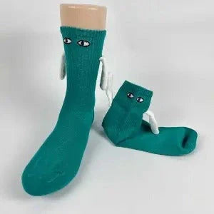 Stylish couple matching mid-tube socks in various colors for a fun and fashionable look.