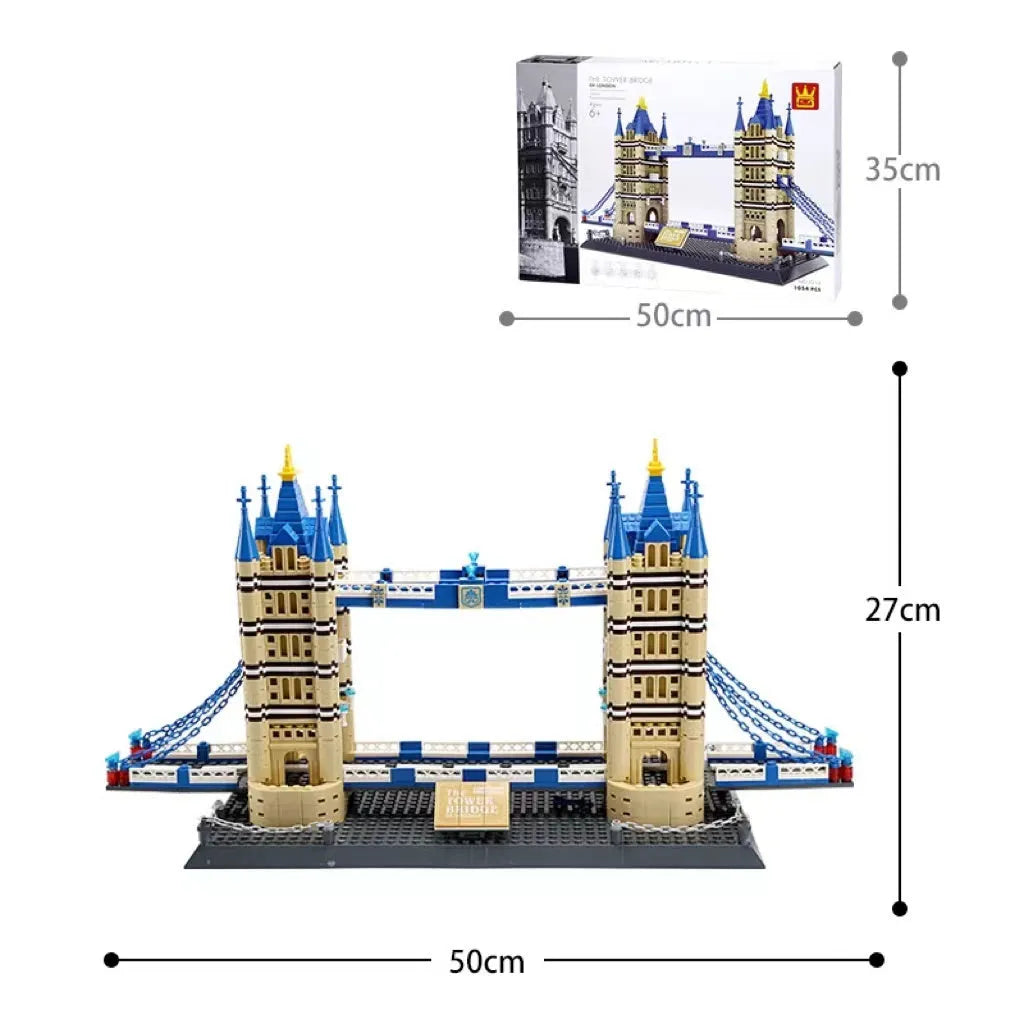 Wange building block set with 800+ ABS plastic pieces for constructing architectural landmark models