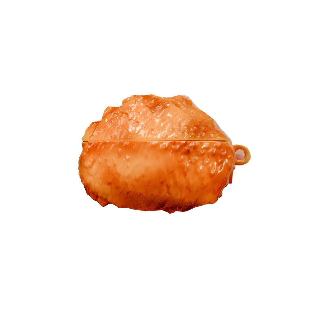 3D croissant silicone protective case for AirPods Pro 3rd gen with integrated hook, yellow bread design