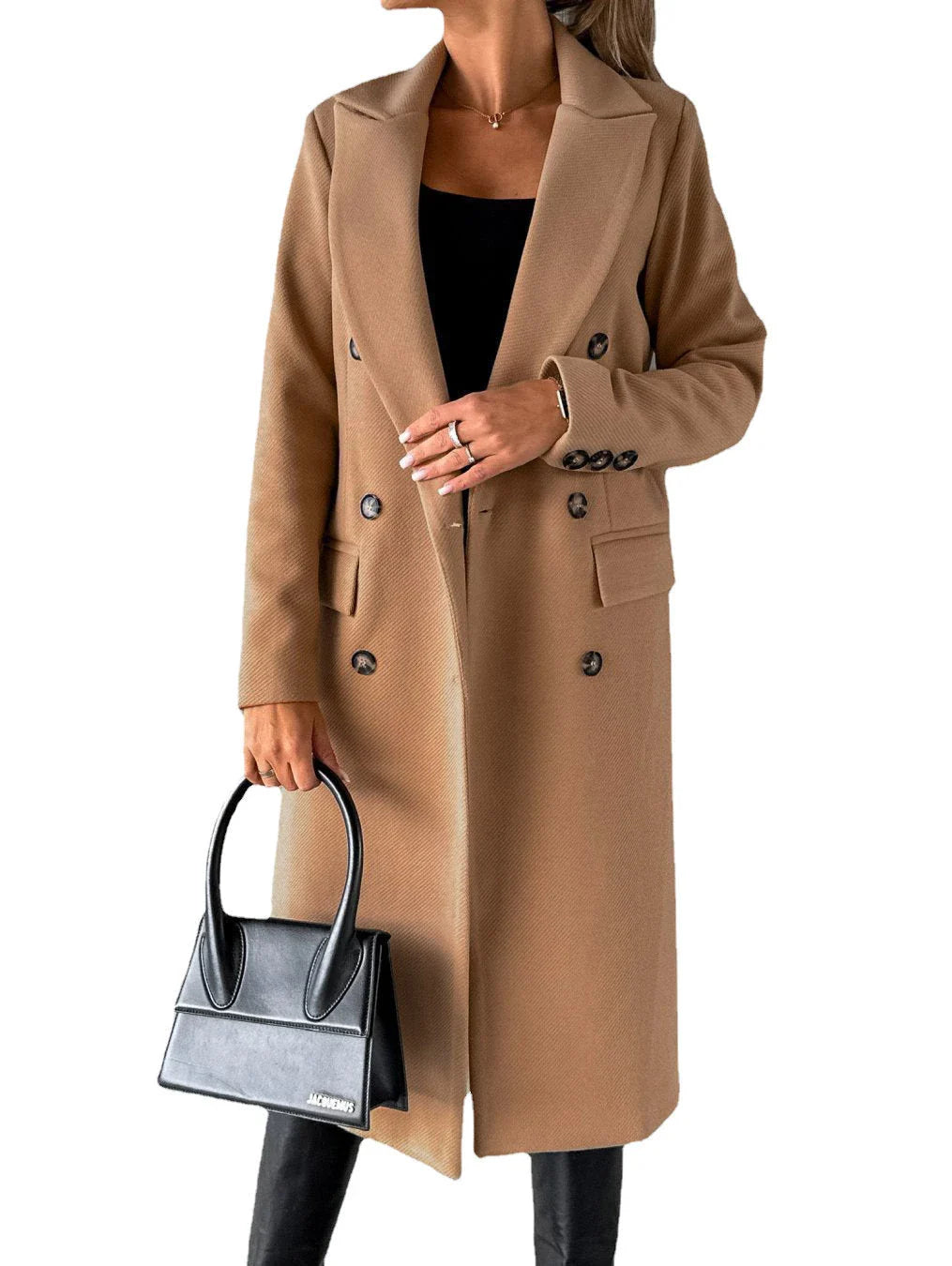 Stylish long sleeve lapel coat in various colors for trendy winter fashion