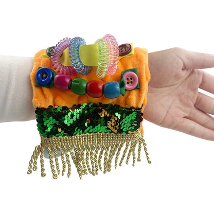 Alzheimer's sensory toy pillowcase measuring 12x27cm with polyester yarn tactile surface