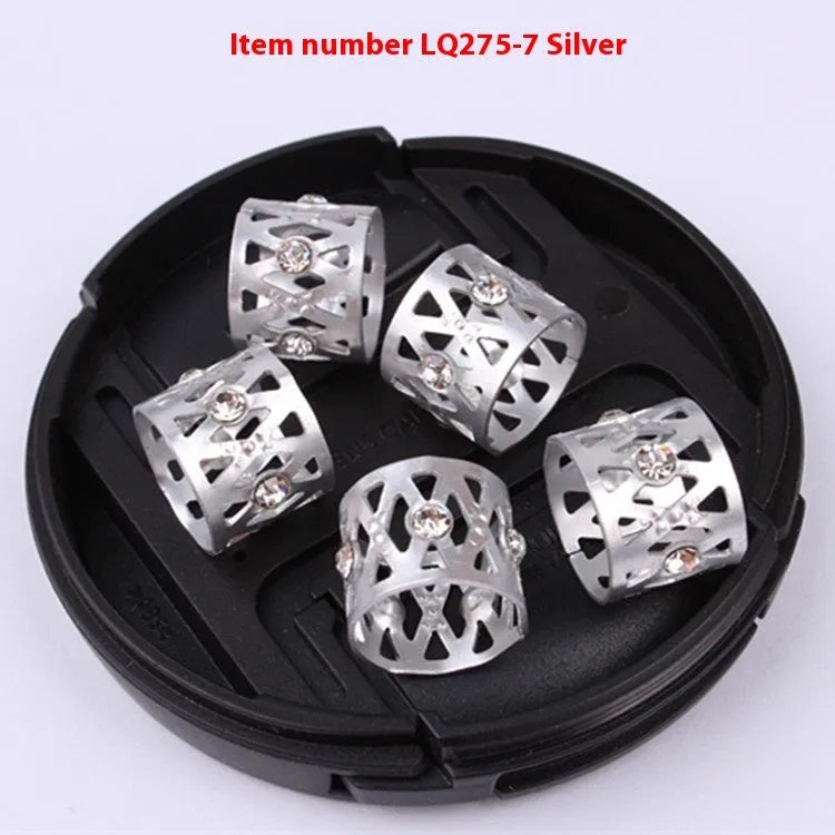 Aluminium wig decoration hair ring with hollow jeweled design in multiple colour options