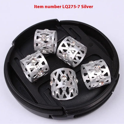 Aluminium wig decoration hair ring with hollow jeweled design in multiple colour options