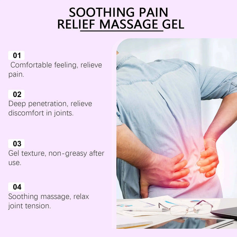 Body Massage Gel for daily joint and muscle care, a 100g tube of fast-absorbing, non-greasy gel formulated to soothe knees and elbows.