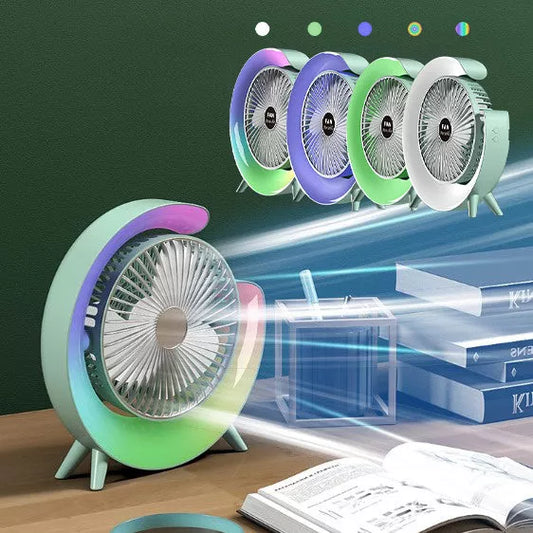 Bright Night Light Charging Fan with USB portability and colorful ambient lights