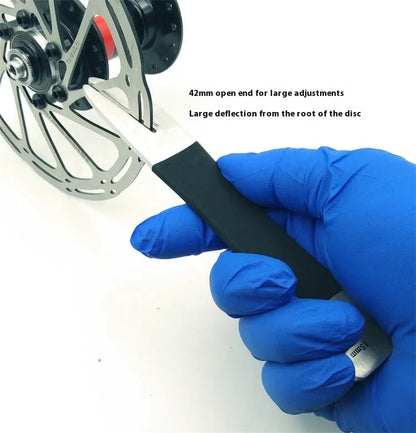 Stainless steel and plastic disc brake correction wrench, 170 x 21 x 5mm, for bicycle rotor alignment
