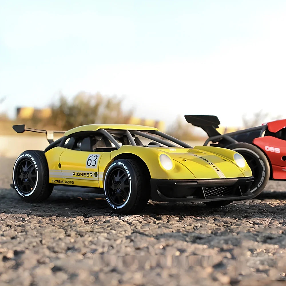 2.4G 4-channel RC drifting car with handle remote control on racing track