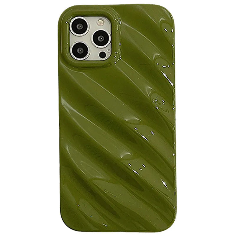 Ins Style simple pleated silicone phone case for Apple iPhone in a Nordic design colour.